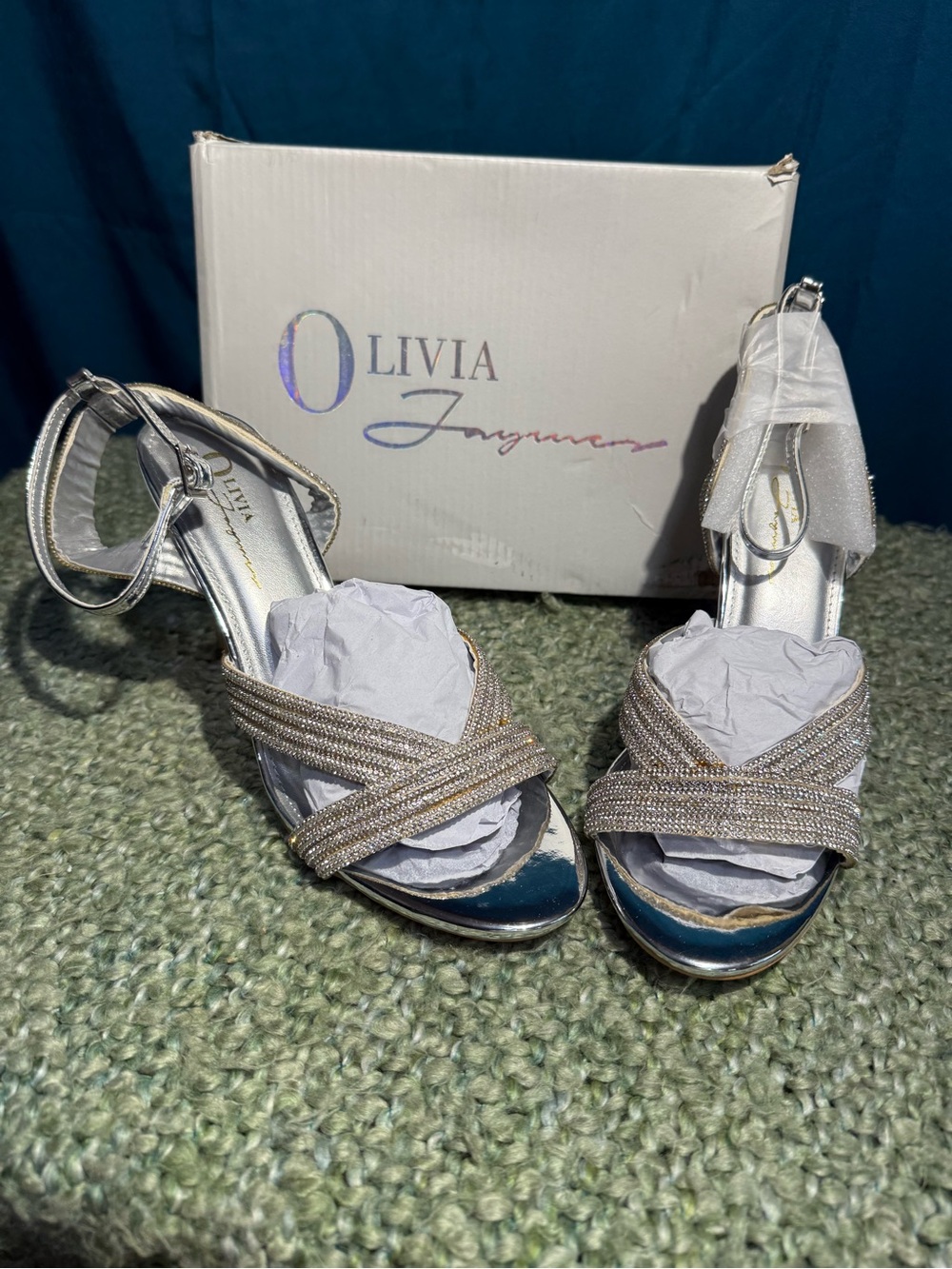 Olivia Fargiano Silver Strappy Evening Sandals